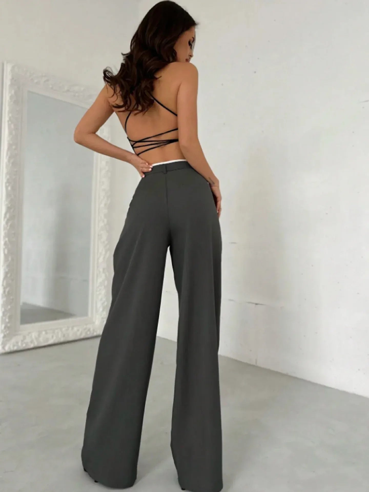 Women Wide Leg Suit Pants