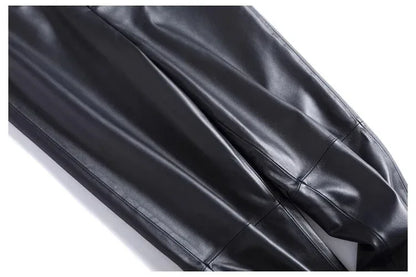 Women Leather Pants High Waist Harem Fit
