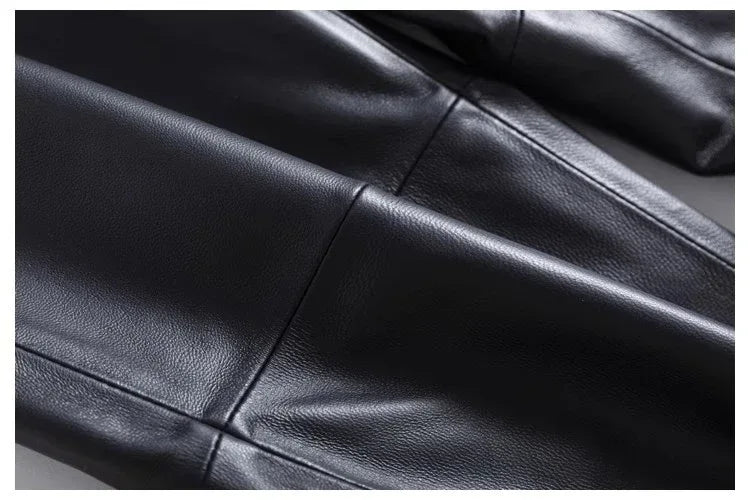 Women Leather Pants High Waist Harem Fit