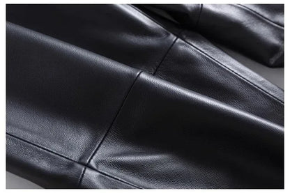 Women Leather Pants High Waist Harem Fit