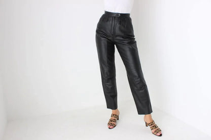 Genuine Leather Women High Waist Pants