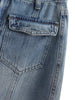 Boho Denim Maxi Skirt – High Waist Button Front