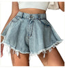 Boho Denim Mini Skirt High Waist Light Wash