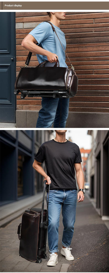 Crazy Horse Leather Trolley Garment Duffel