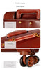 Leather Trolley Suitcase Large Capacity 20 Inch Rolling Luggage