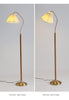 Japanese vintage arc floor lamp with fabric shade