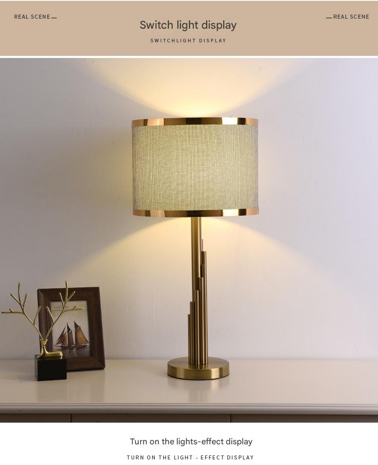 Modern scandinavian brass fabric table lamp