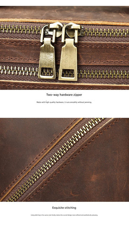 Women Leather Makeup Bag Crazy Horse Leather Toiletry Case