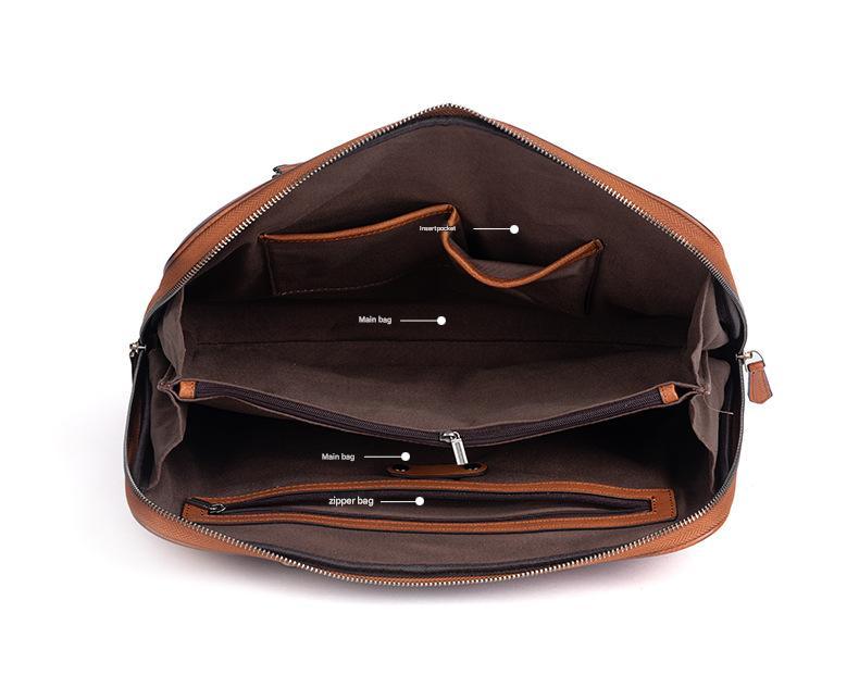 Leather messenger bag for men office travel