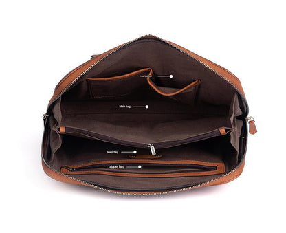 Leather messenger bag for men office travel