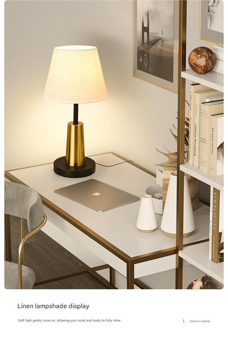 Nordic pleated fabric bedside table lamp