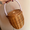 Honeypot Rattan Handbag With Lid