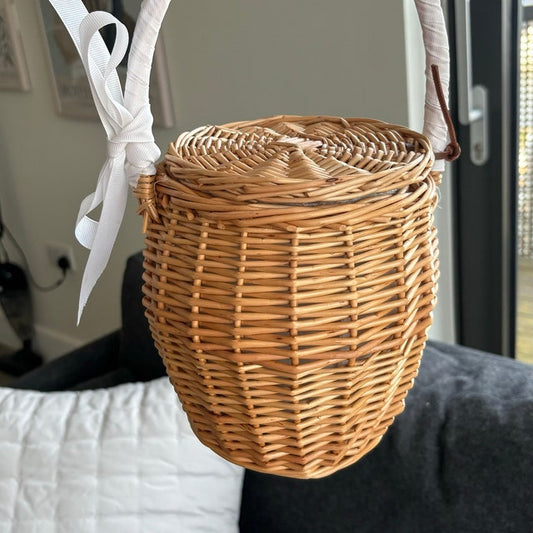 Honeypot Rattan Handbag With Lid