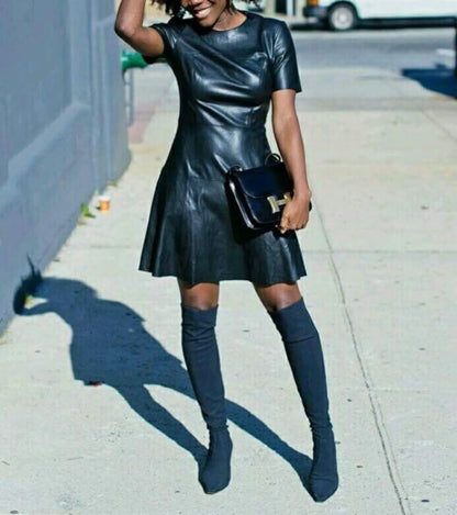 leather knee high dress