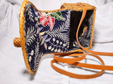 Handwoven Boho Rattan Sling Crossbody Bag