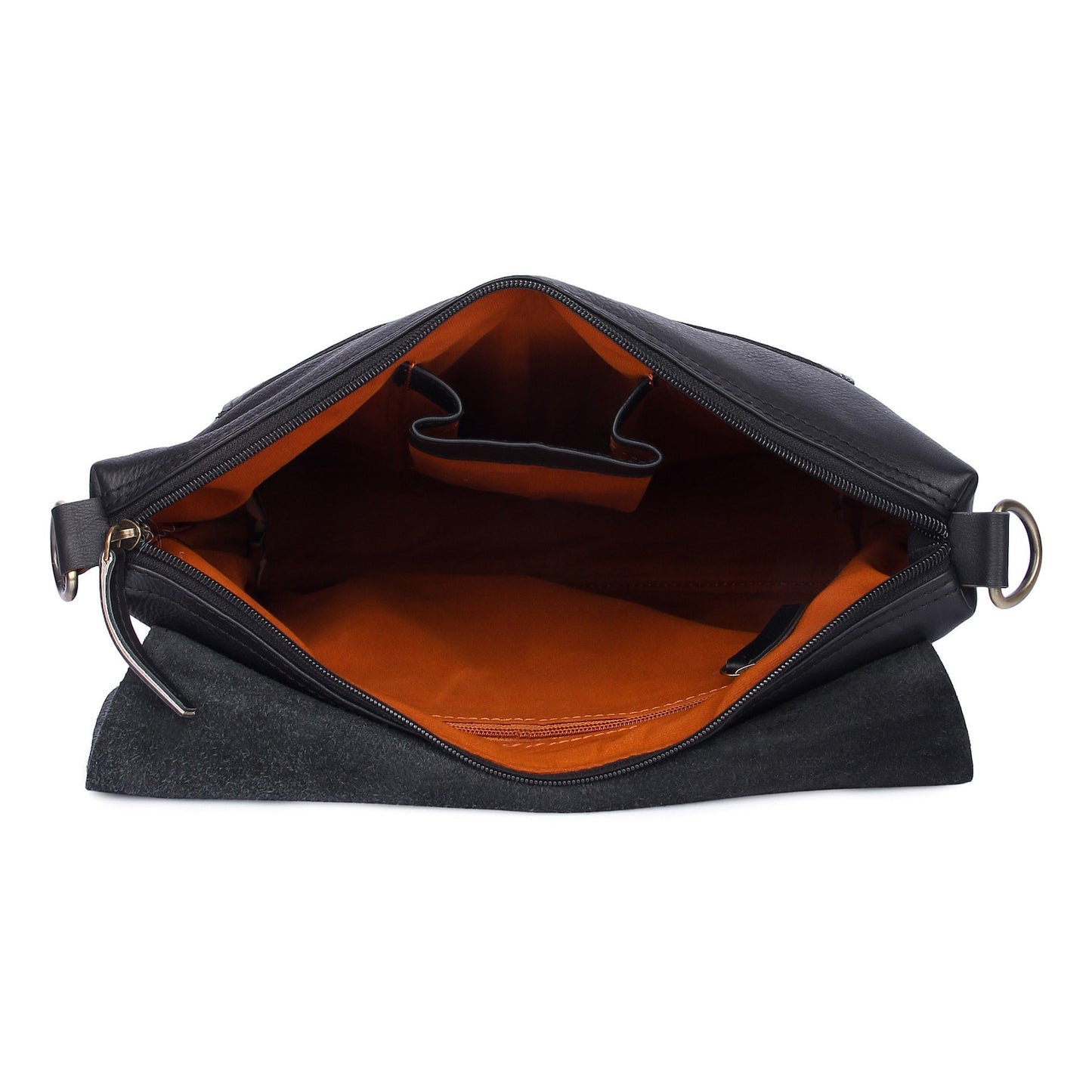 Real Genuine Black Leather Crossbody Bag