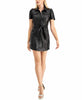 black leather mini shirt dress