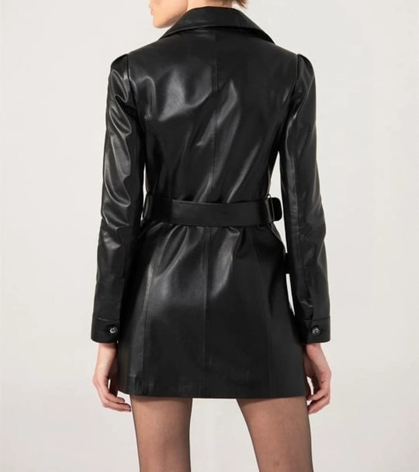 women leather long sleeve dress