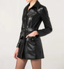 women leather long sleeve dress