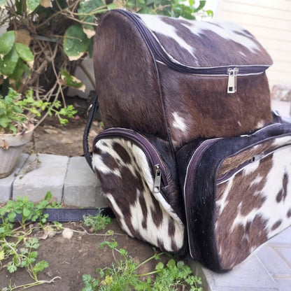 Cowhide backpack purse Tricolor