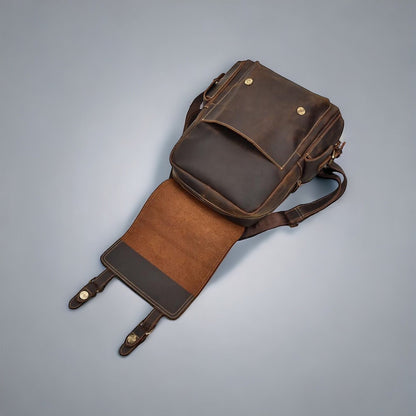 Handmade Cowhide Leather Rucksack Backpack