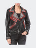 women studded leather jacket moto