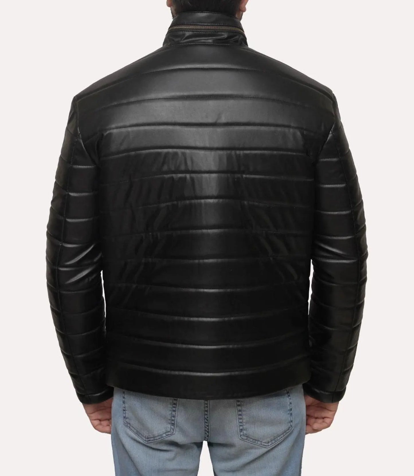 quilted bomber leather jacket men's