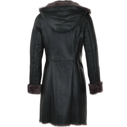 Leather Fur Women's Long Coat Jacket