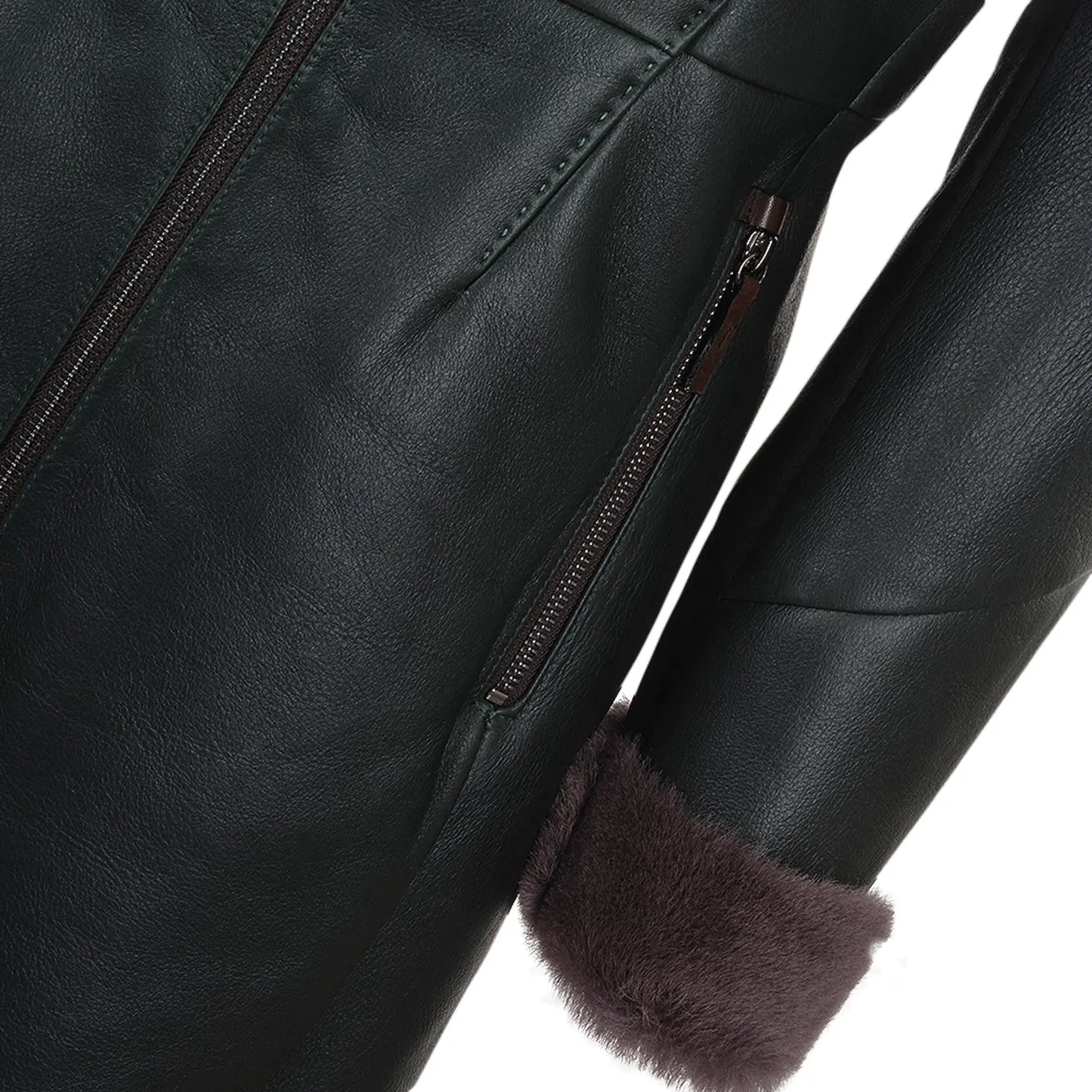 Leather Fur Women's Long Coat Jacket