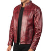 men red waxed leather jacket biker