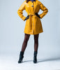 women's yellow leather mini dress outfit