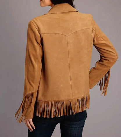 Women Western Suede Fringe Jacket