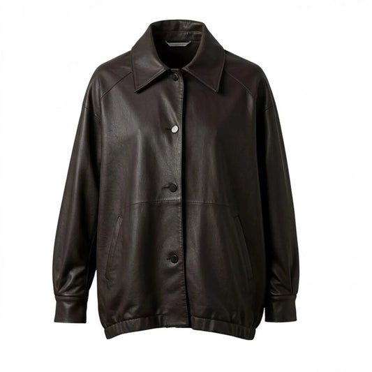 Oversized Black Leather Jacket for Men Winter Outerwear