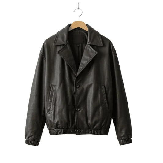 Men Oversized Leather Jacket Bomber Coat