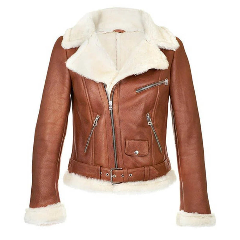 Genuine Leather Fur Women's Coat Jacket