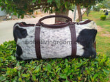 Dark Tricolor Cowhide Duffle Bag