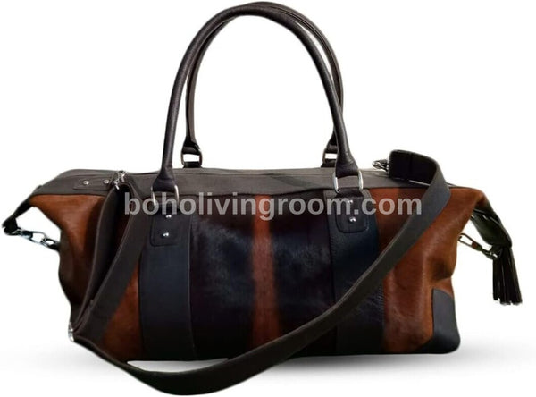 Step into sophistication with this cow skin weekender bag, crafted for the modern traveler.
