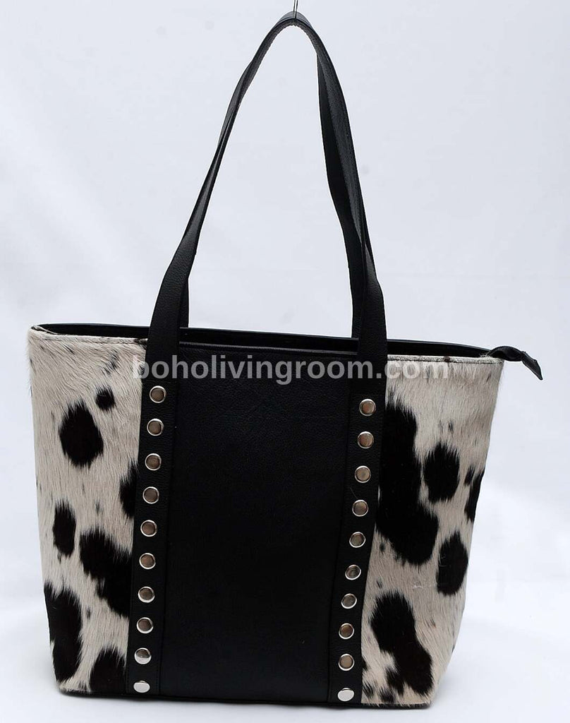 Black White Cowhide Shoulder Purse