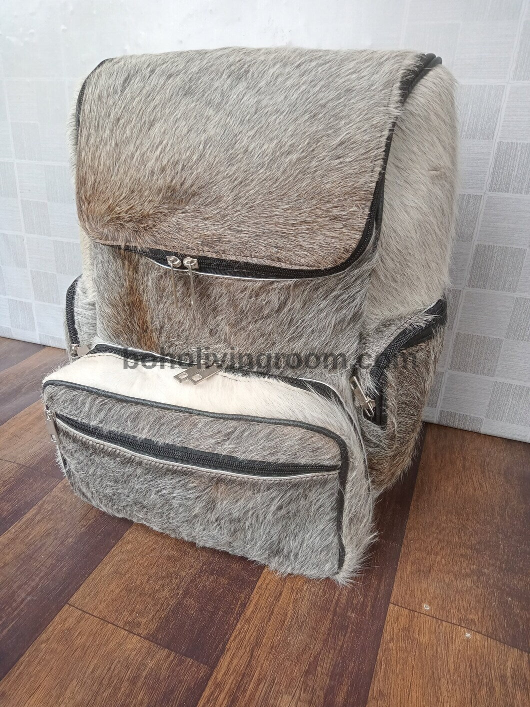Exotic Grey Cowhide Backpack