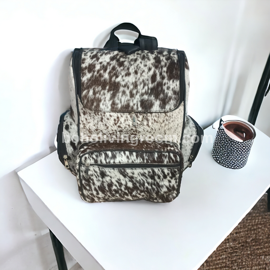 Large real cowhide hair on backpack