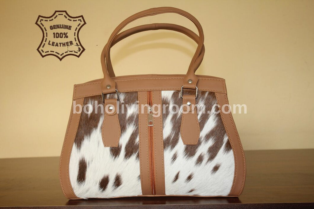 Light Brown White Cowhide Shoulder Bag
