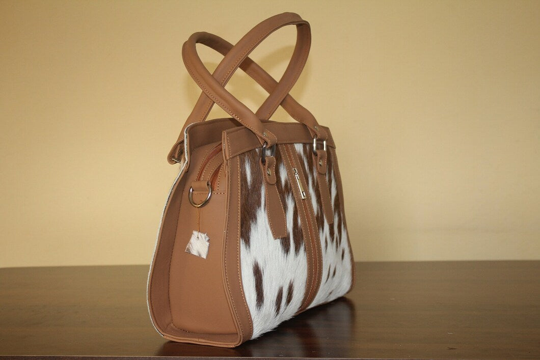 Light Brown White Cowhide Shoulder Bag