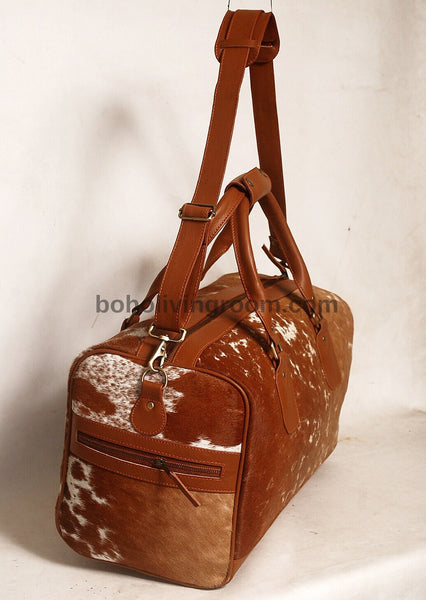 Dark Brown Cowhide Weekender Duffel Bag