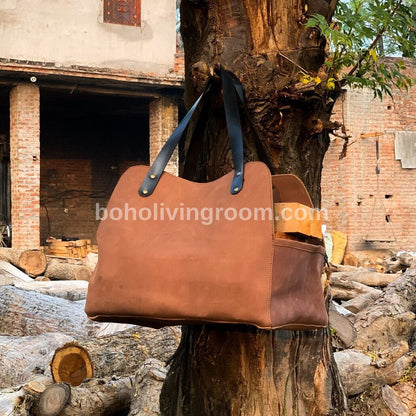 Real Leather Wood Carrier