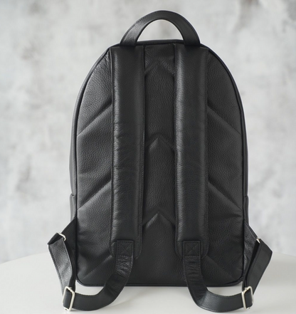 Black Leather Cowhide Backpack