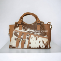 Brown White Spotted Cowhide Purse