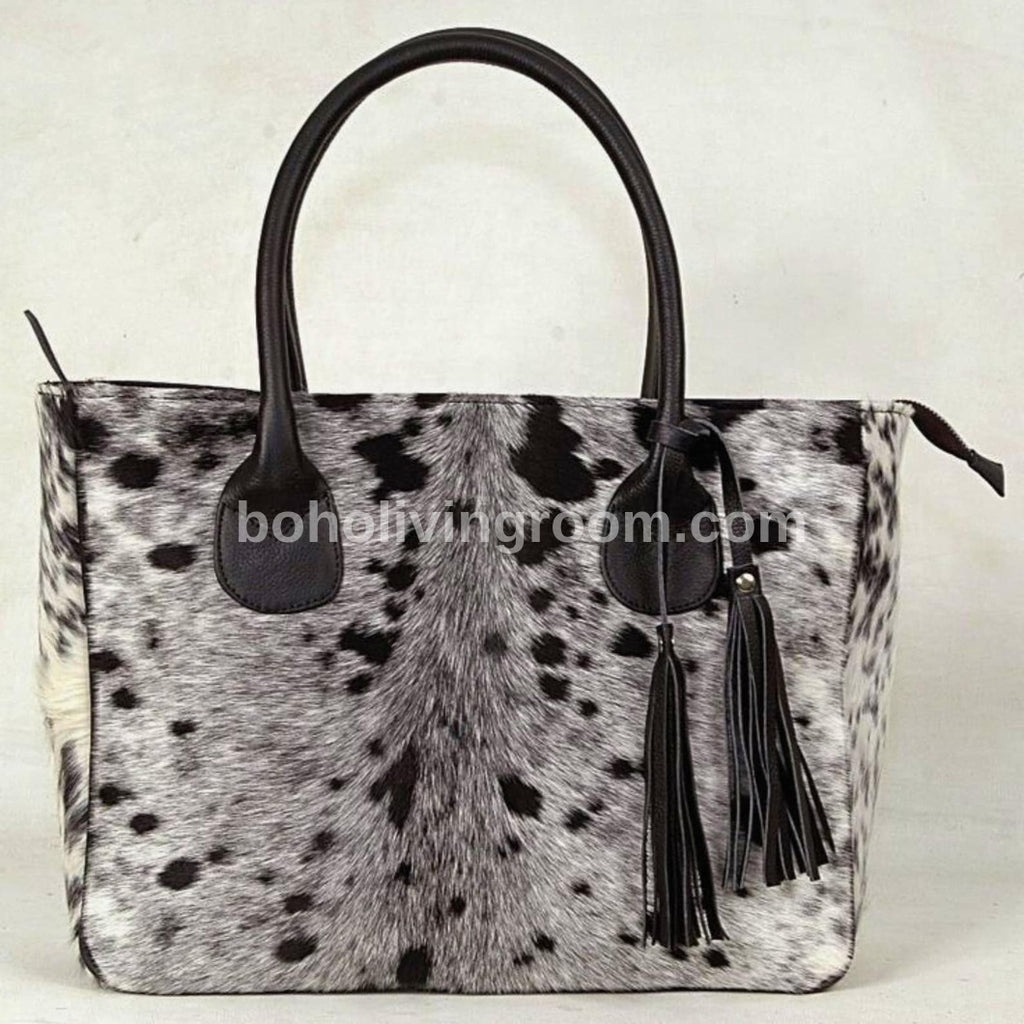 Speckled Natural Cowhide Tote Purse