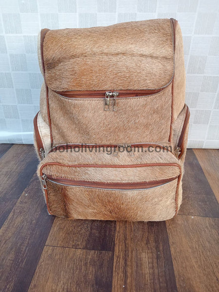 Light Tan Brown Cowhide Backpack