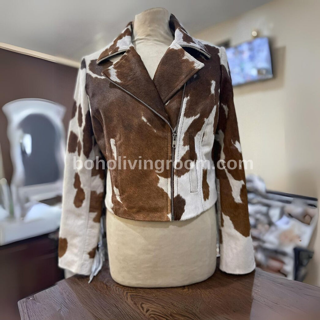 Western Style Hair on Hide Jacket with Fringe