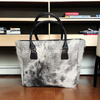 Cowhide Shoulder Bag Light Grey Black